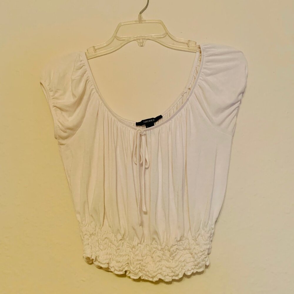 White Off the shoulder Peasent Top